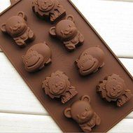 Y&amp;XL&amp;H 8 Bear Lion Hippopotami Animal Cake Mold