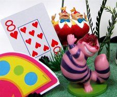 Alice in Wonderland Birthday Cake Topper Set Featuring 5 Alice in Wonderland Figures and Decorative Themed Accessories N4