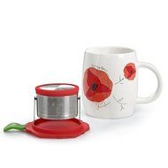 Tip Tea Strainer and Poppy Mug Set by Charles Viancin
