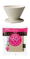 Porcelain Kinto 4 Cup Brewer with 100 Hario Paper Filters - Brewer and Filter Set N3
