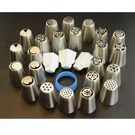 TANGCHU Russian Piping Tips 23PCS/SET Stainless Steel Large Size Icing Syringe Set DIY Coupler Nozzle N3
