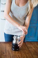 Manual Coffee Grinder by Sky Solutions - Ceramic Conical Burr Coffee Grinder. Midnight Black, made with Stainless... N5