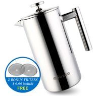 Miusco Stainless Steel Insulated Double Wall French Press Coffee Tea & Espresso Maker, 1 Liter 34 Oz N2