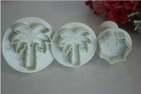 Autek 3PCS Palm Sun Shape Fondant Cutter Set Plunger Cake Mold Mould Tool Decorating(3DMold-73) N2