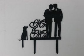 Meijiafei Gay Silhouette Script Mr and Mr Wedding Cake Topper for Groom Gift