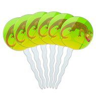Set of 6 Cupcake Picks Toppers Decoration Reptiles Lizards Snakes Frogs - Marbled Reed Frog N6