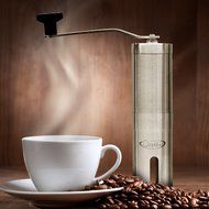 Manual Coffee Grinder - Precision Burr Mill for Gourmet Coffee Brewing - Brushed Stainless Steel Espresso Grinder