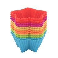 Silicone Baking Cups 12 Cupcake Muffin Liners Kids Bento Lunchbox Divider Accessories (Triangle)