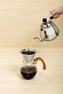 HIC Pour-Over Coffee Maker Borosilicate Glass with Bamboo Handle Stainless Steel Filter, 22 oz, Clear N9