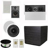 Theater Solutions 5.1 Home Theater 8" and 6.5" Speaker Set with Center, 15" Powered Sub and More TS6W8CL51SET8