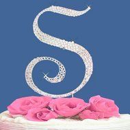 Fully Covered in Crystal Monogram Wedding Cake Topper Letter - Letter S