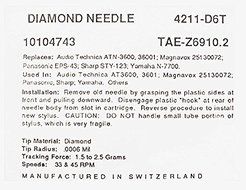 RECORD PLAYER NEEDLE for Kenwood N-74 N74 Kenwood V74 V-74 Kenwood KD-5010 4020 N4