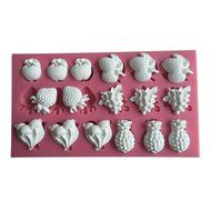 FLY 3D Silicone Apple Strawberry and Other Fruit Shape Fondant Cake Mold,Pink N5