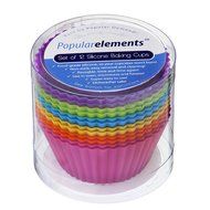 Popular Elements Silicone Baking Cups / Set of 12 Cupcake Liners Dynamic Colors Muffin Molds. N3