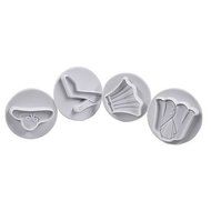 Sher 4Pcs Lady Shose and Cloth Set Fondant Craft Mould Sugar Craft Tools N3