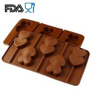 Home.lolo Double Hearts Lollipop Silicone Mold 5 Cavity Chocolate Cake Pan DIY SCM01A-02 N2