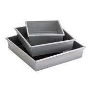 Cake Boss Professional Nonstick Bakeware 3-Piece Square Cake Pan Set, Silver New N3