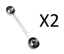 Fox Run Stainless Double Coffee Scoop - 1 &amp; 2 Tbsp, Dishwasher Safe (2-Pack)