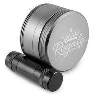 Royale Grinder 4 Piece, 2.5 Inch Herb Grinder with Pollen Catcher and Pollen Press ,Gray N2