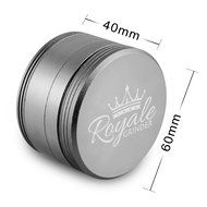 Royale Grinder 4 Piece, 2.5 Inch Herb Grinder with Pollen Catcher and Pollen Press ,Gray N3