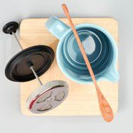 Ceramic French Press Coffee Press + Bonus Wooden Spoon (Carrot, 32 oz) N3