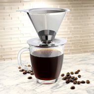 Ruzels Stainless Steel Pour Over Coffee Dripper with Reusable Double Layer Micro Mesh Filter N2