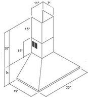 NT AIR Range Hood Wall Mounted Black CH-105-CS-BLK-30
