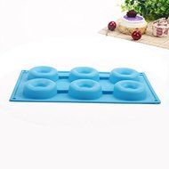 Generic 6 Cavity Donut Pan, Silicone Baking Cake Cookie Mold (Blue) N4