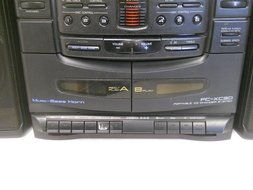 JVC PC-XC30 6 Disc CD Changer Boombox Dual Cassette Recorder Player Multi Bass Horn Portable AM FM Radio Detachable...