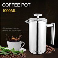 Coffee Press, Balakie 34oz 8 Cup 1 Liter Coffee Maker with Non Drip Spout & Double Filter - Stainless Steel Cafetiere...