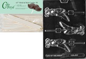Cybrtrayd 45St50-K088 Ballet Slippers Lolly Kids Chocolate Candy Mold with 50 Cybrtrayd 4.5-Inch Lollipop Sticks