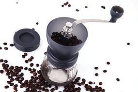 #1 Best Professional Ceramic Manual Coffee Grinder, Stainless Steel Build, 100g Capacity Glass Jar Consistency...