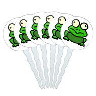 Set of 6 Cupcake Picks Toppers Decoration Reptiles Lizards Snakes Frogs - Marbled Reed Frog N8
