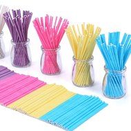 Colored Lollipop Sticks 100 count 6 inch (Blue, White, Purple, Yellow, Rose-red) (100) N7