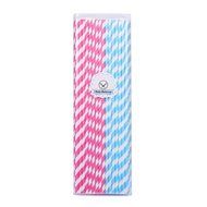 Cotton Candy Sticks 13 inch, BPA Free Paper Straws Extra Long 100 Count Blue, Pink Striped N4