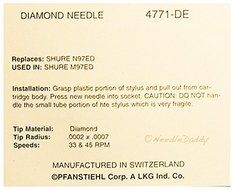 STEREO TURNTABLE NEEDLE STYLUS Shure M111HE N111HE 771-DE RXT-5 RXT-6 V15RS