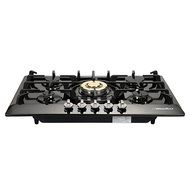 Windmax Fashion Black &amp; Gold 30 Inch Stainless Steel 5 Burner Built-In Stove Natural Gas Cooktop