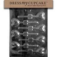 Dress My Cupcake Chocolate Candy Mold, Small Heart Lollipop, Valentine&#039;s Day