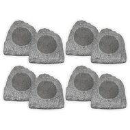 Theater Solutions 8R8G Outdoor Granite 8&quot; Rock 8 Speaker Set for Deck Pool Spa Yard Garden