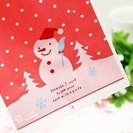 100pcs/lot Lovely Christmas Snowman Cookie Bag Ziplock N4