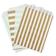 5" x 7" Party Favor Bag, Pack of 12 (Gold &amp; Light Pink | Striped) N3