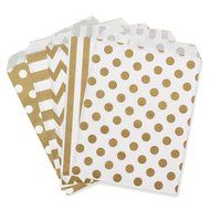 5" x 7" Party Favor Bag, Pack of 12 (Gold &amp; Light Pink | Striped) N4