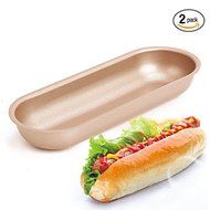 2 PCs Nonstick Home Baking Oval Metal Hotdog Mold Pan 7 Inch