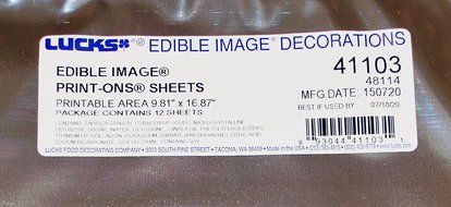 Lucks 48114 / 41103 11&quot; x 17&quot; Edible Image Print-Ons Sheets (12 sheets per pack x 2) N2