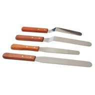 APRO 4-piece Set of Spatulas,10.4"&amp;12.2"Offset,10.4"&amp;12.2"Straight Stainless Steel Icing Wooden Handle Spatulas... N4