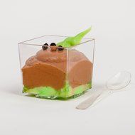 Petits Desserts 72-Piece Set of 60 ml Square Cups and 3.74-Inch Plastic Dessert Spoons