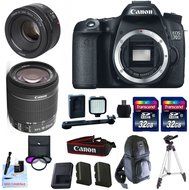 Canon 70D + Canon 18-55mm IS STM + Canon 50mm 1.8 STM Fixed Zoom Lens + 2 32GB Transcend SD Cards + LED Video...
