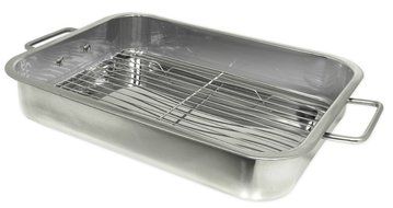 Prime Pacific Stainless Steel Roasting Lasagna Pan 16 x 12 with Removable Rack