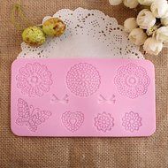 GogoForward Lace Flower Mat Butterfly Cake Fondant Stencil Pink Cake Decorating Moulds
