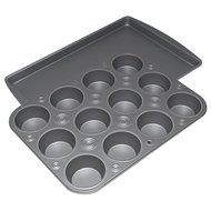 Bakereze 2 Piece Set - 12 Cup Metal Muffin Pan and Cookie Pan
